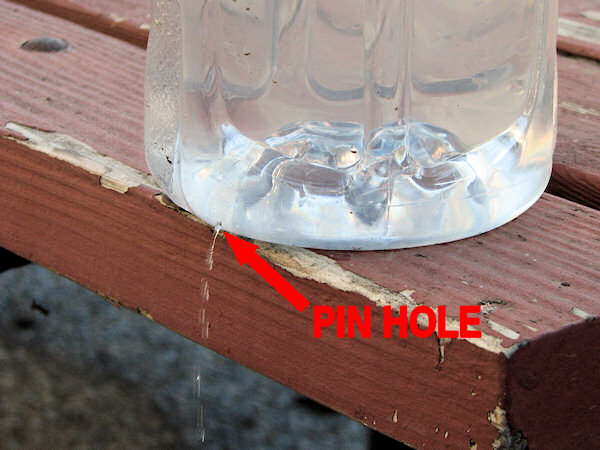 Make pin hole in bottle